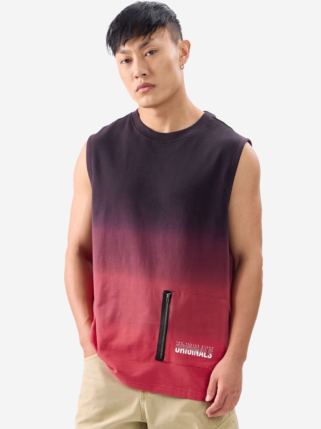 

The Souled Store Ombre Pure Cotton Gym InnerVest, Black