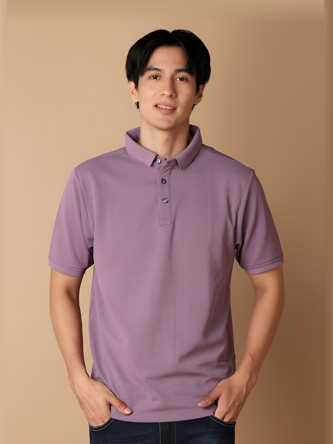 

V-Mart Men Solid Polo Collar T-shirt, Purple