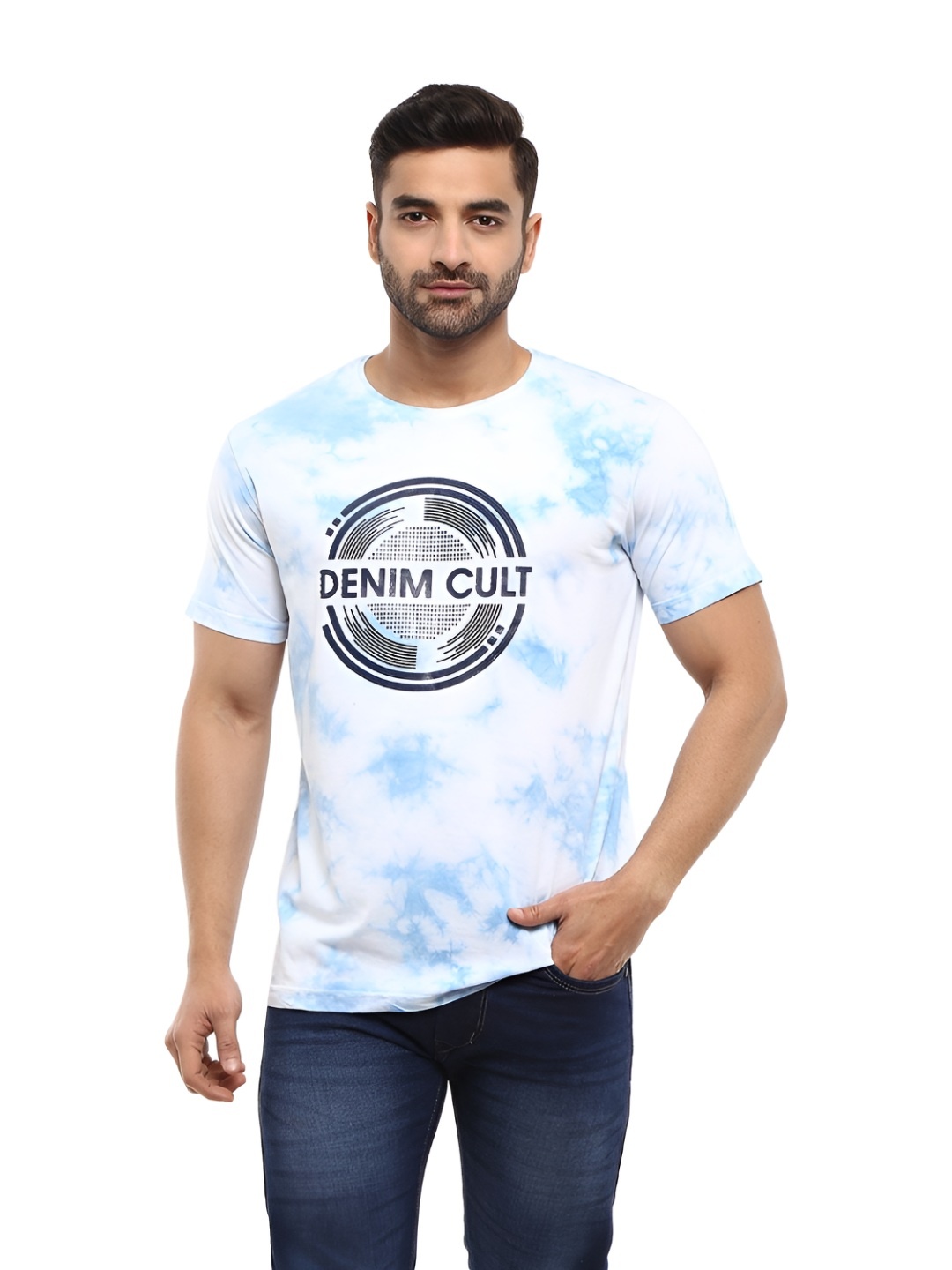 

V-Mart Men Printed Pockets Slim Fit T-shirt, Blue
