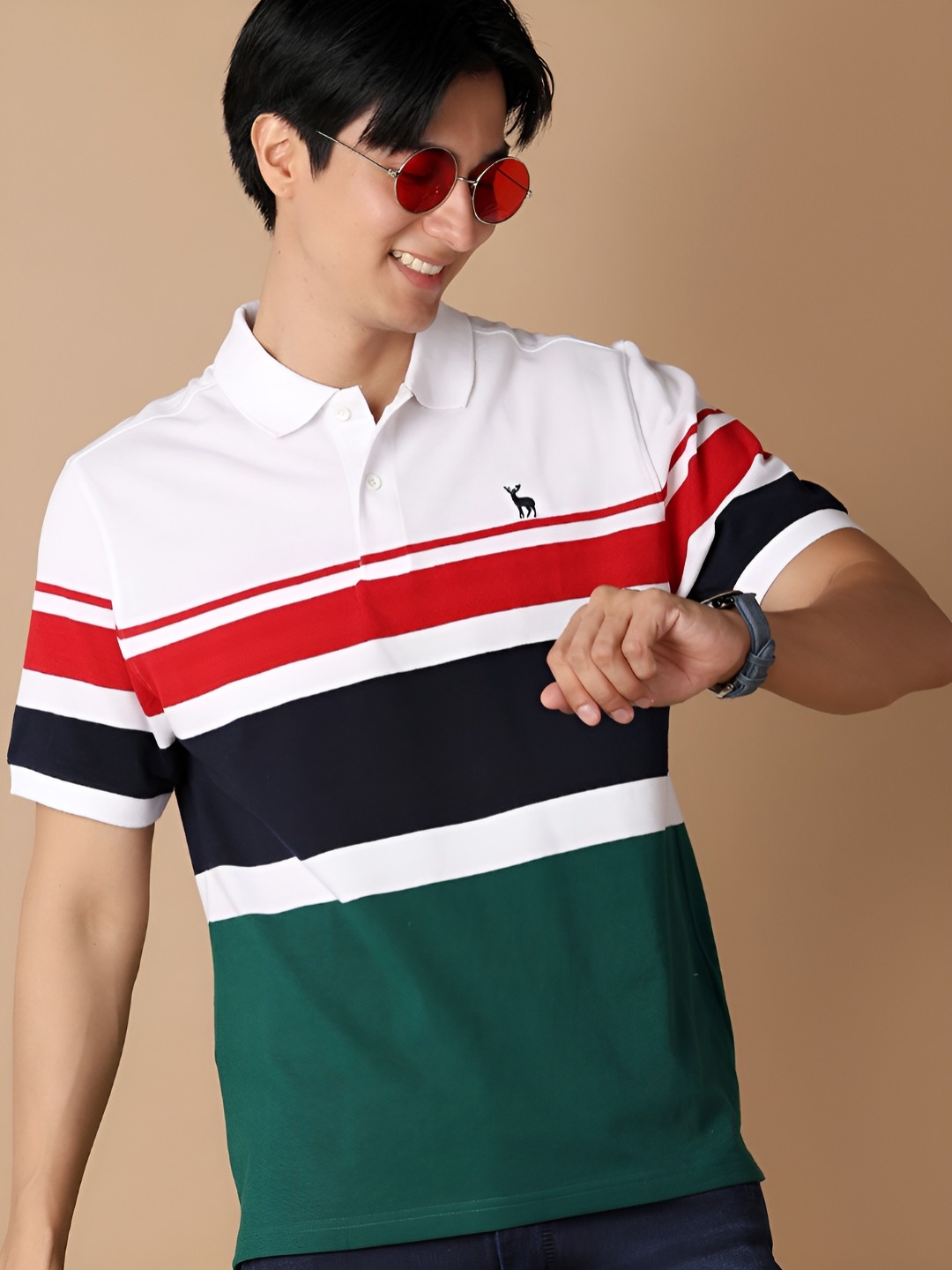 

V-Mart Men Colourblocked Polo Collar Cotton T-shirt, White