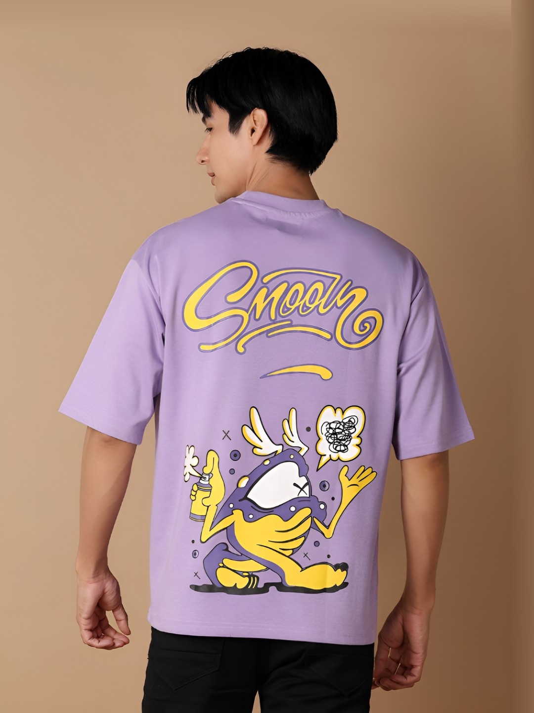 

V-Mart Men Graphic Printed Drop-Shoulder Sleeves Cotton Oversized T-shirt, Purple