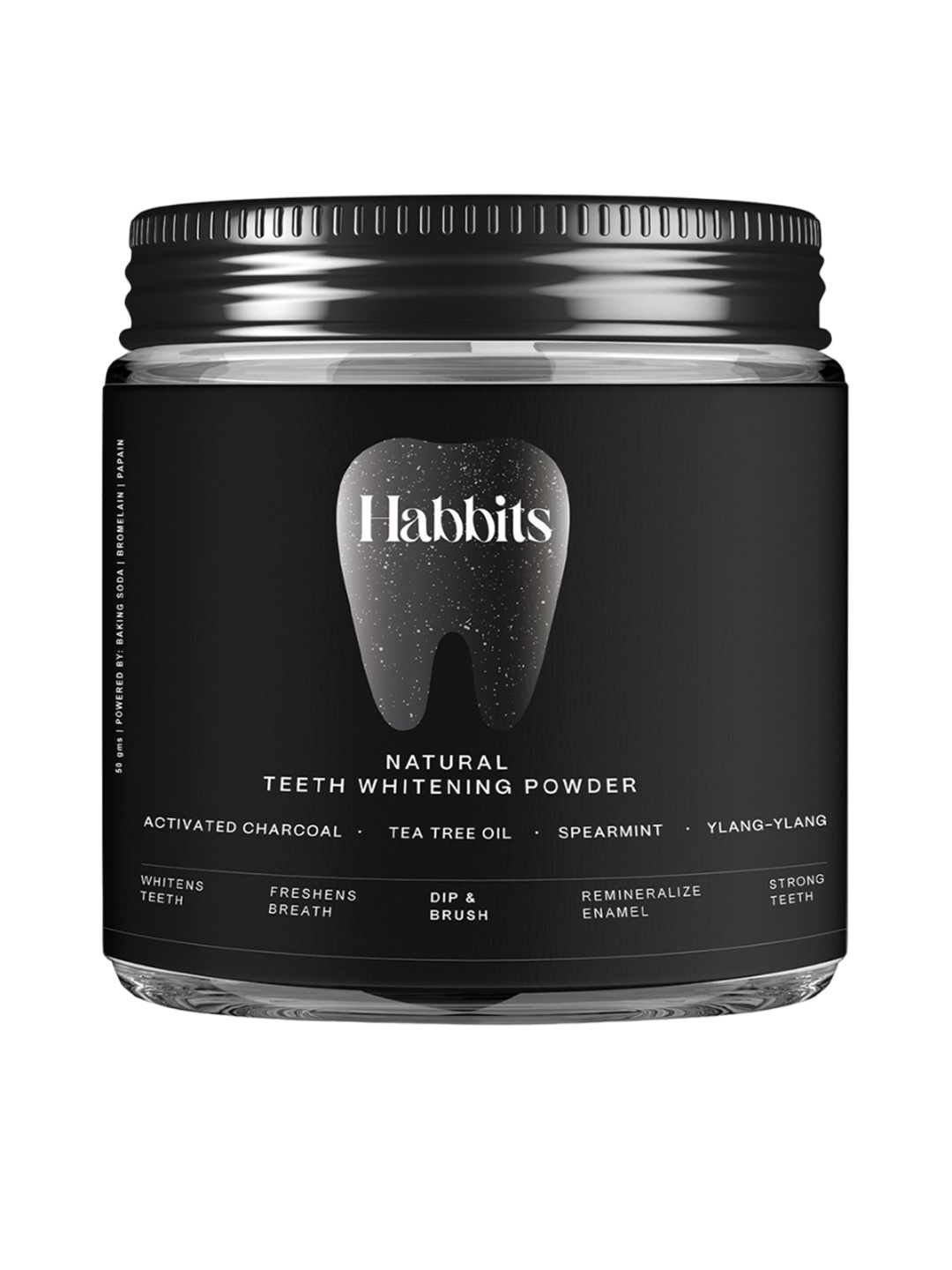 

HABBITS Natural Teeth Whitening Powder with Activated Charcoal - 50g, Black