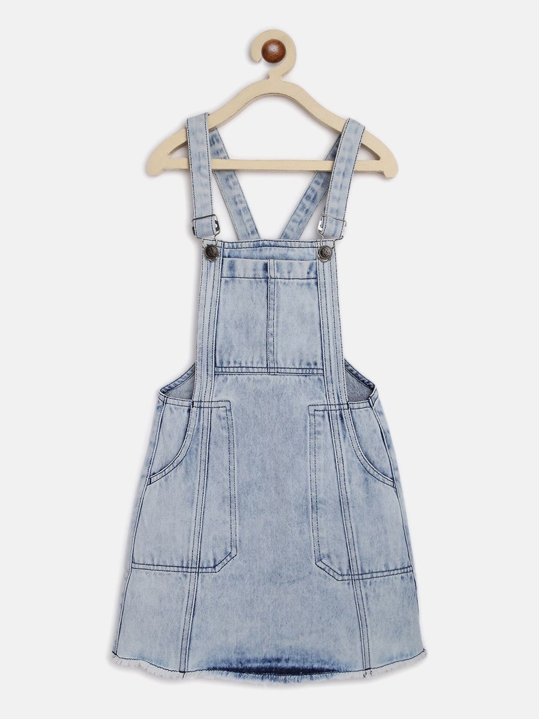 

TALES & STORIES Infant Girls Denim Washed Dungaree, Blue