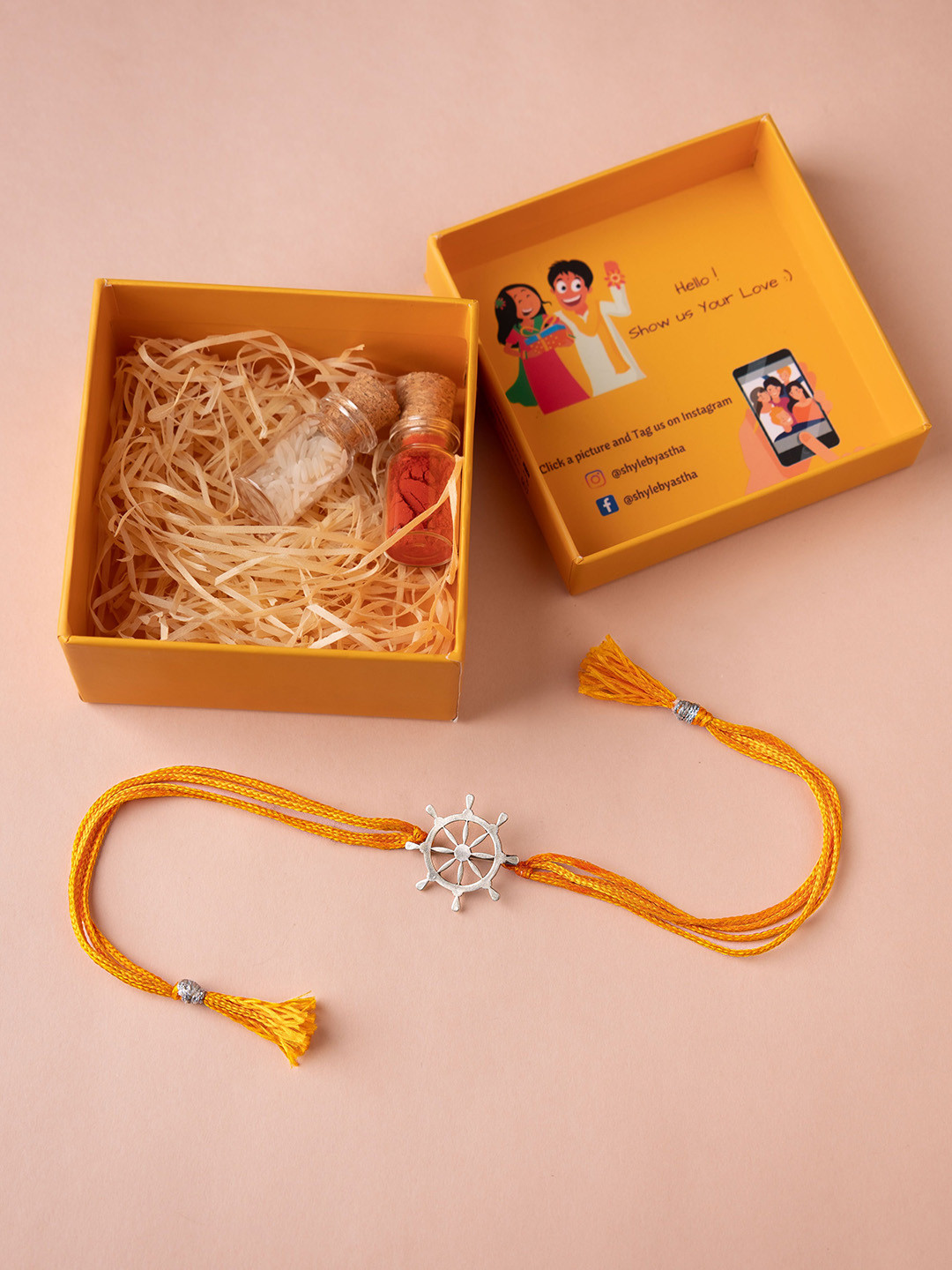 

Shyle 925 Sterling Silver Moh Ship Handle Brooch Cum Thread Rakhi