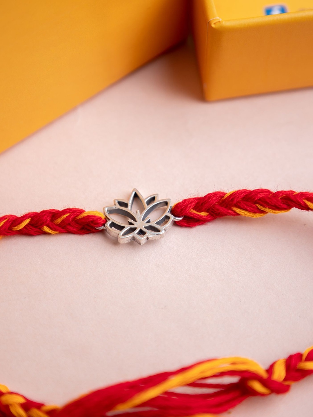 

Shyle 925 Sterling Silver Moh Intricate Lotus Moli Thread Rakhi