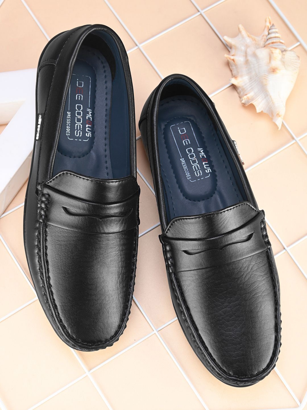 

IMCOLUS Men Round Toe Comfort Insole Lightweight Loafers, Black