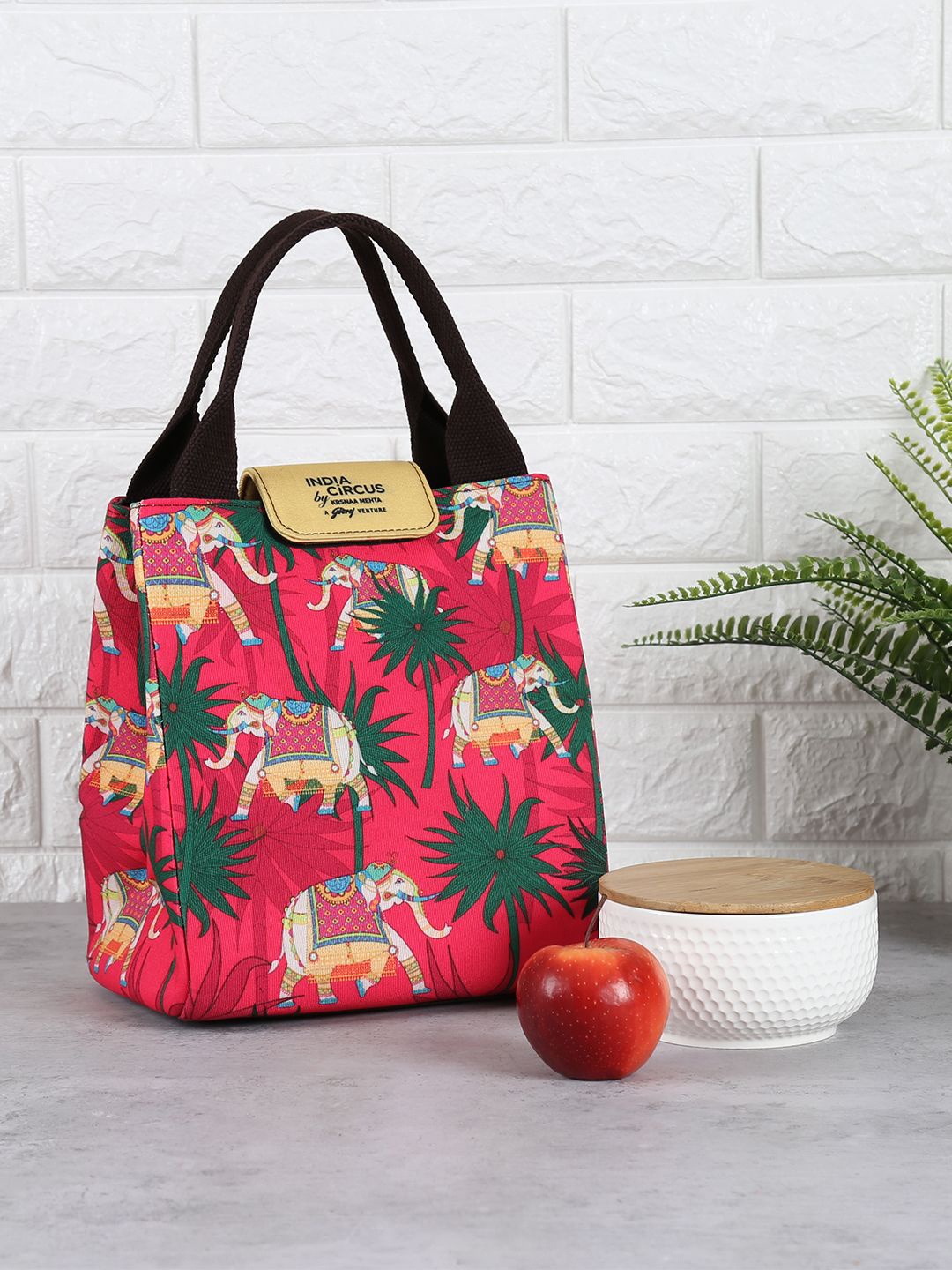 

India Circus by Krsnaa Mehta Striped Lunch bags Travel Accessory, Pink