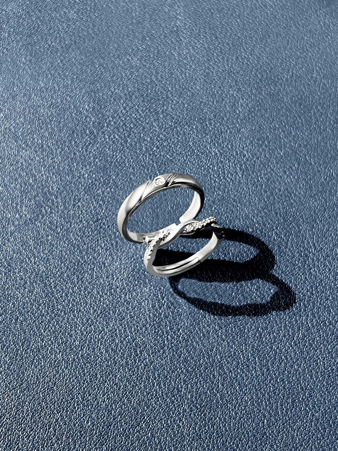 

March by FableStreet Set Of 2 Rhodium-Plated 925 Sterling Silver Finger Rings