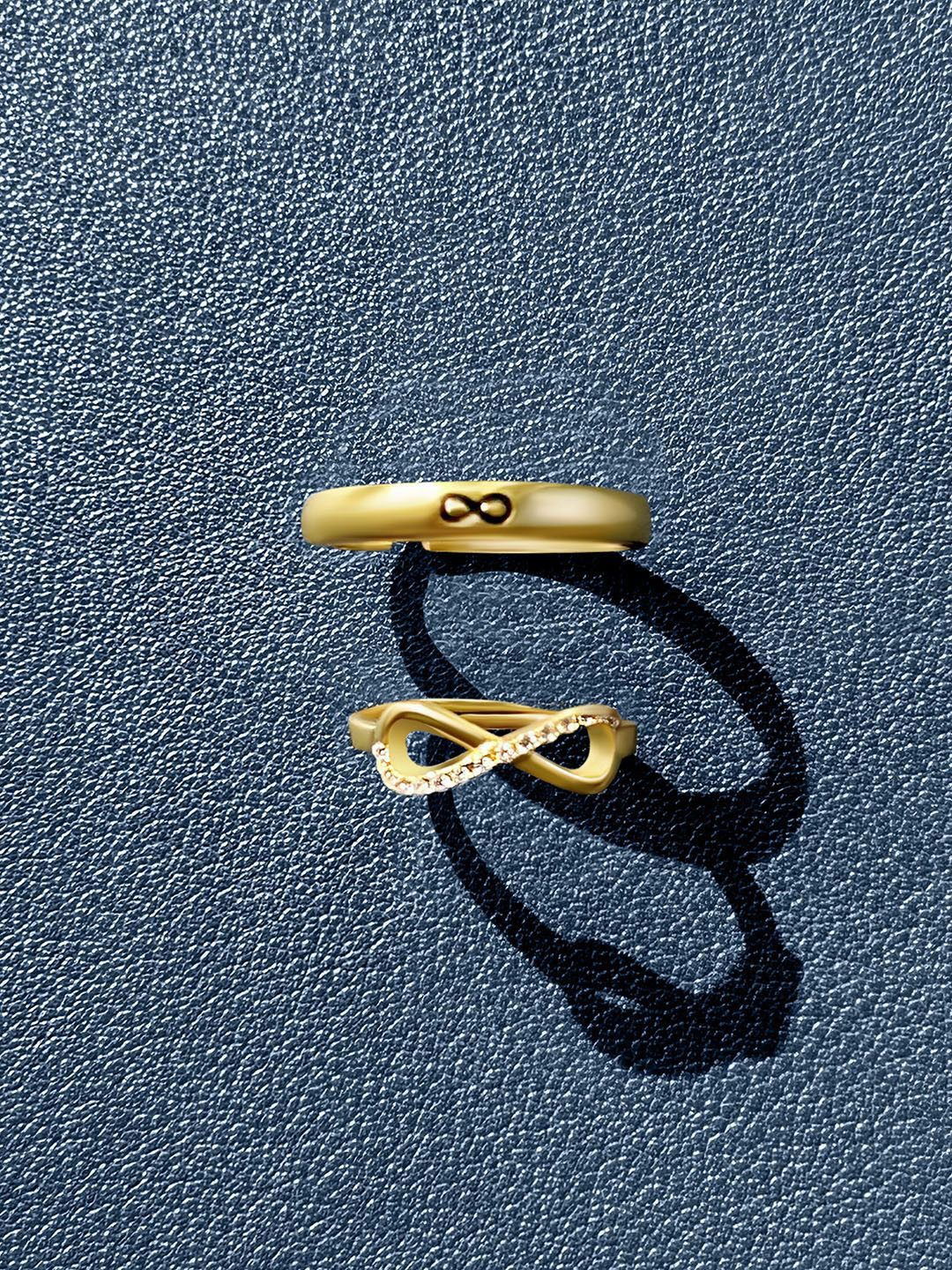 

March by FableStreet Set Of 2 Gold Plated 925 Sterling Silver Cubic Zirconia Couple Rings