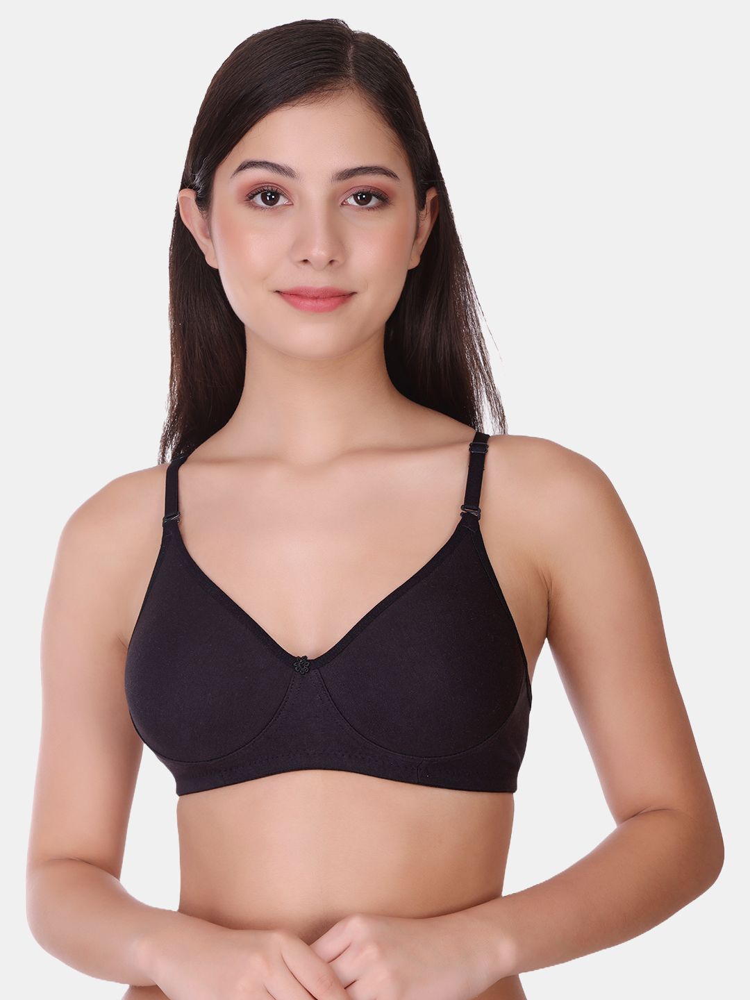 

POOJA RAGENEE Full Coverage Non Padded Cotton T-shirt Bra, Black