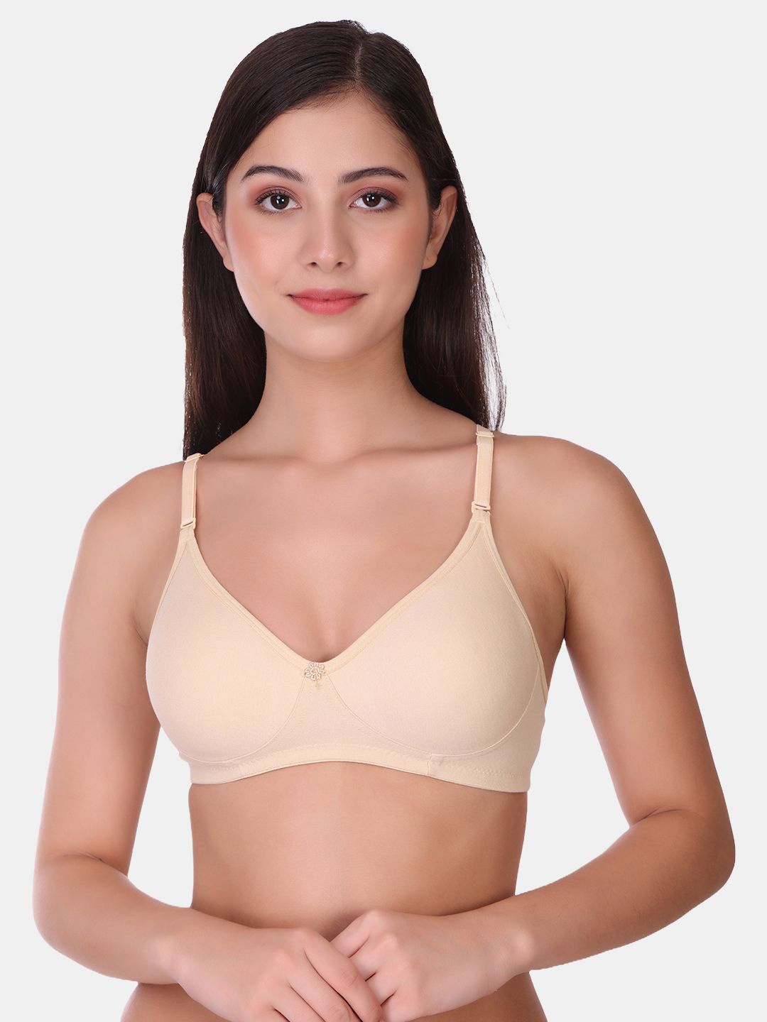 

POOJA RAGENEE Full Coverage Non Padded Cotton T-shirt Bra, Beige