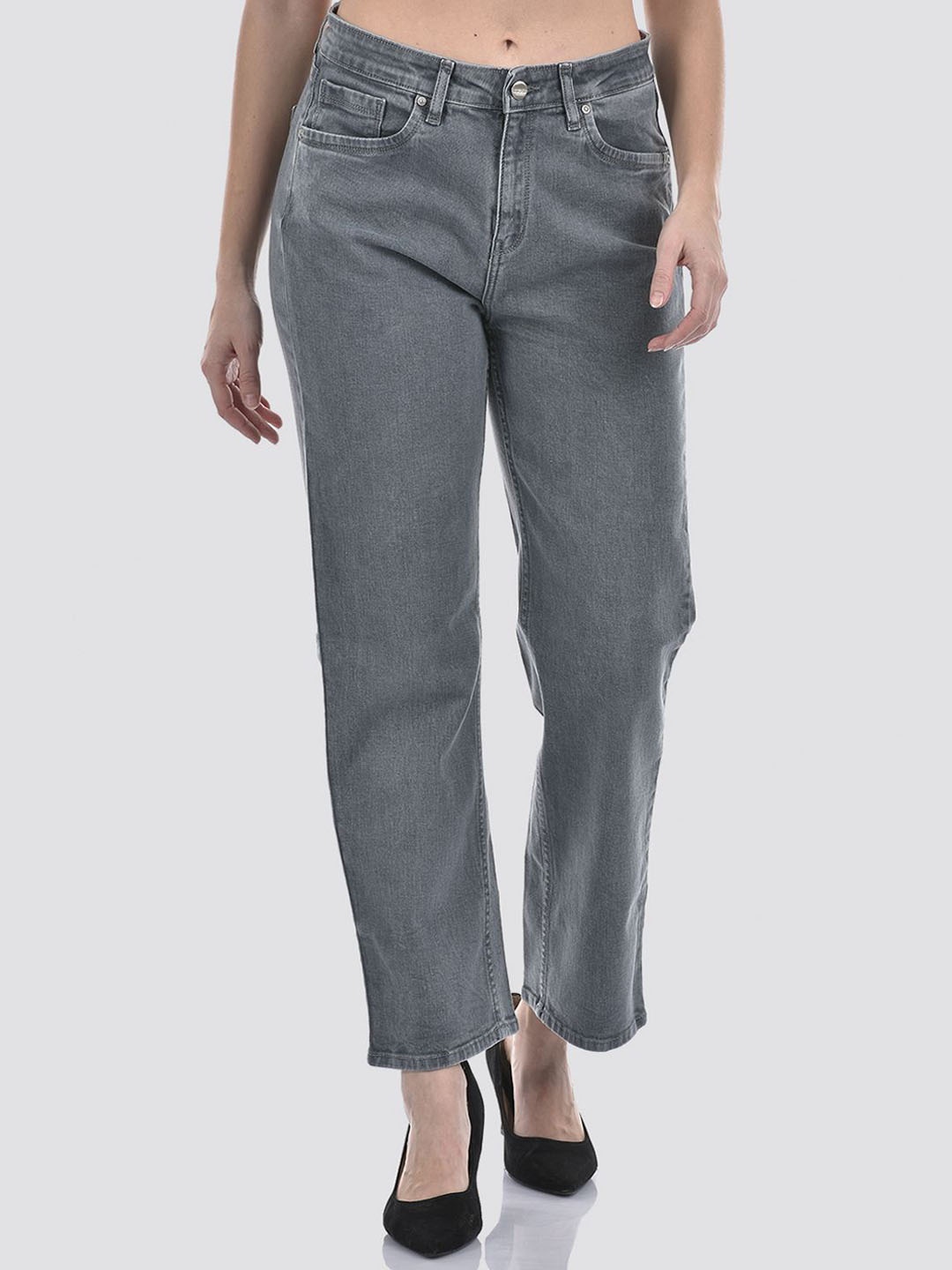 

Numero Uno Women Solid Straight Fit Sustainable Stretchable Jeans, Grey