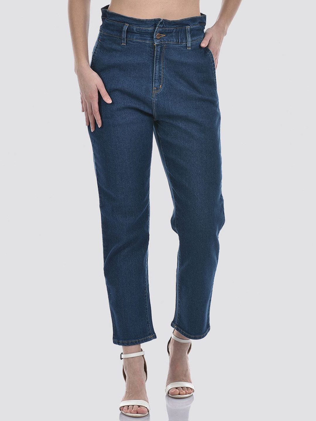 

Numero Uno Women Solid Tapered Fit Sustainable Stretchable Jeans, Blue
