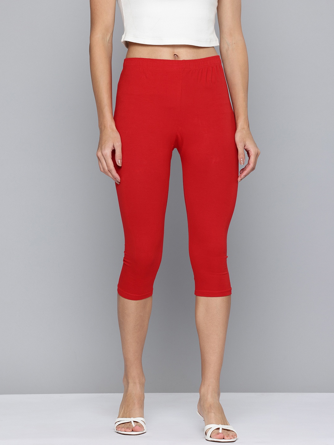

Jinfo Skinny Fit Capris, Red