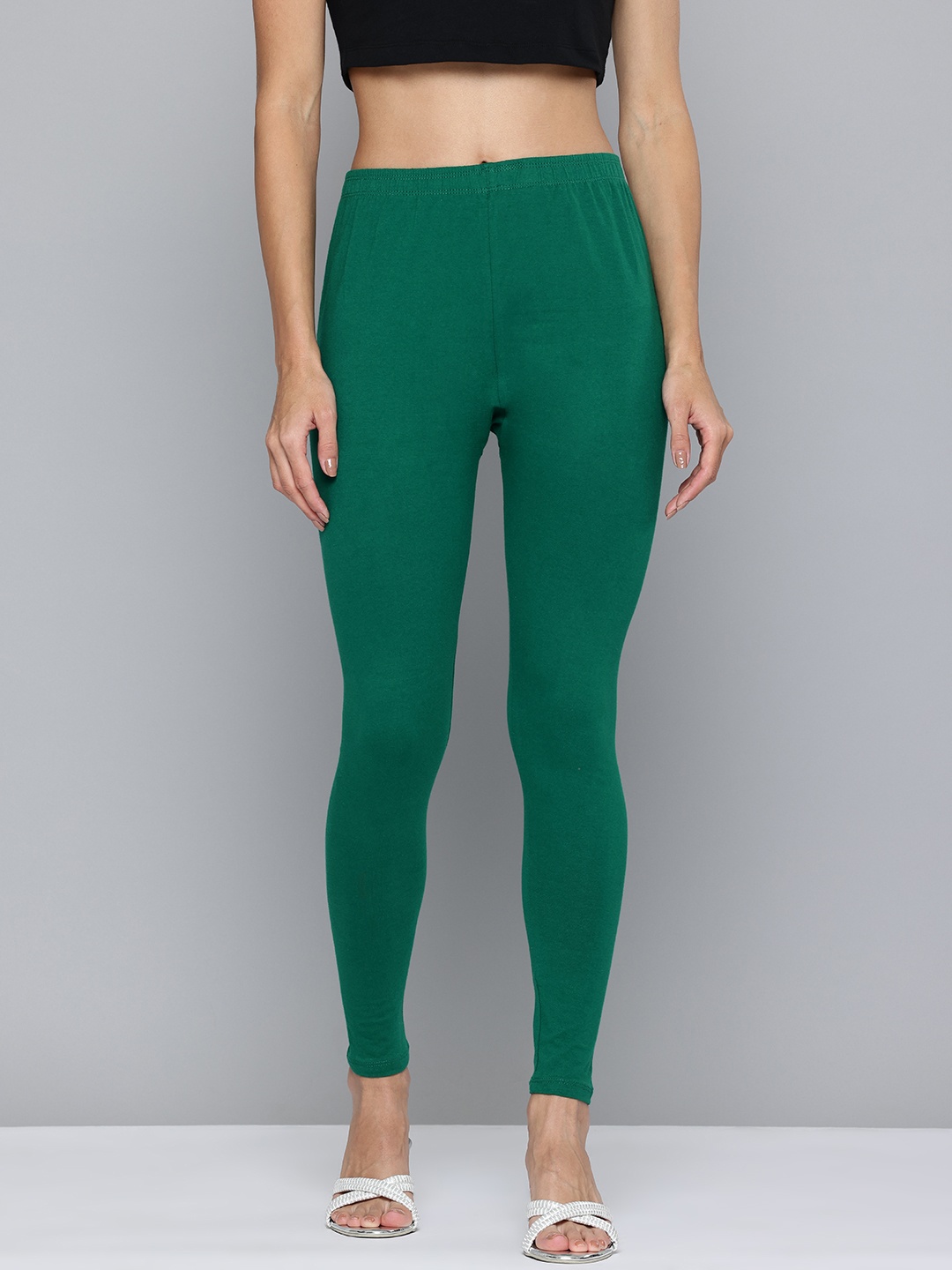 

Jinfo Skinny Fit Ankle Length Leggings, Green