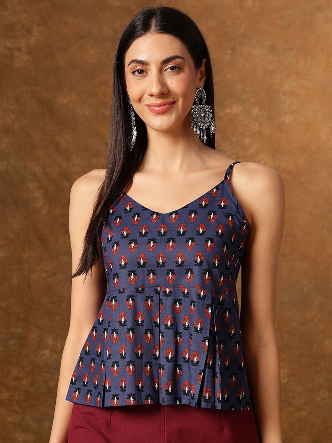 

Anouk Print Cotton Top, Blue