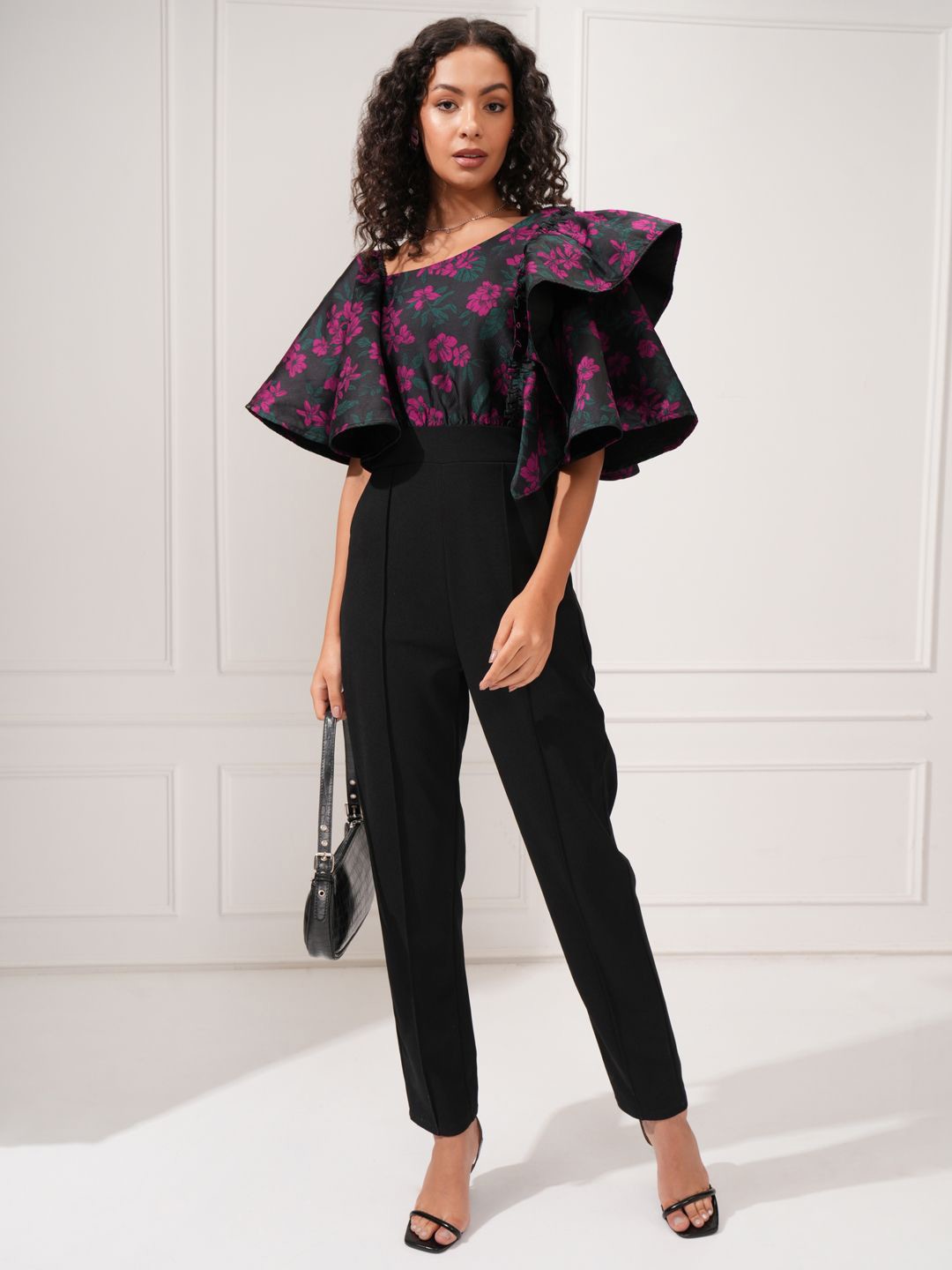 

Tokyo Talkies Pink & Black Printed Jumpsuit