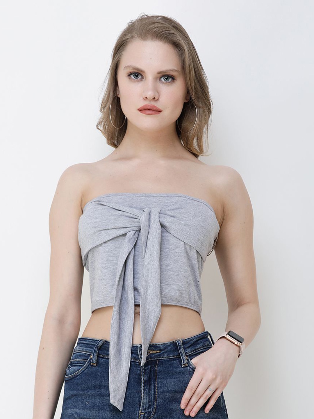 

SCORPIUS Cotton Tube Crop Top, Grey
