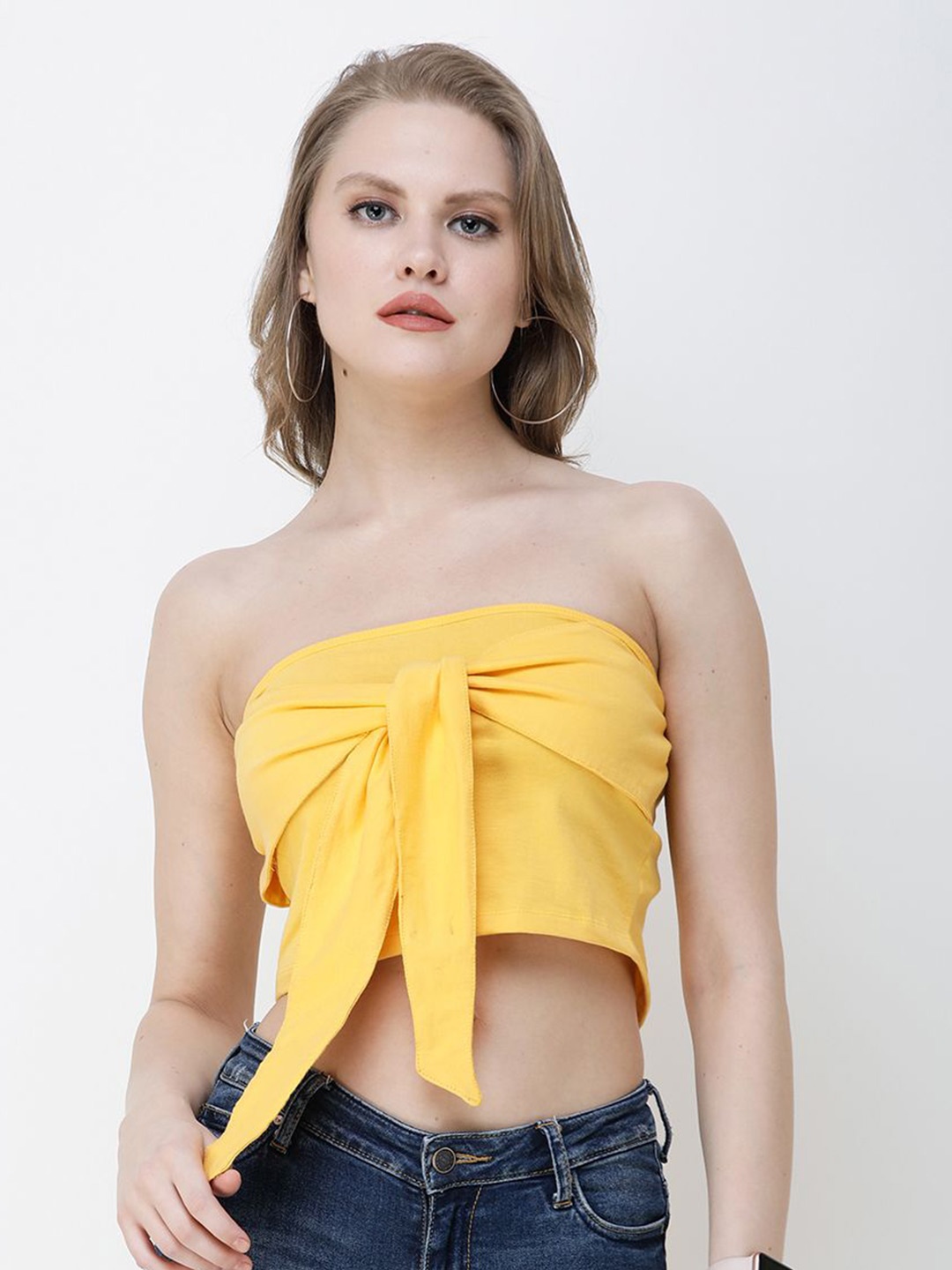 

SCORPIUS Cotton Tube Crop Top, Yellow