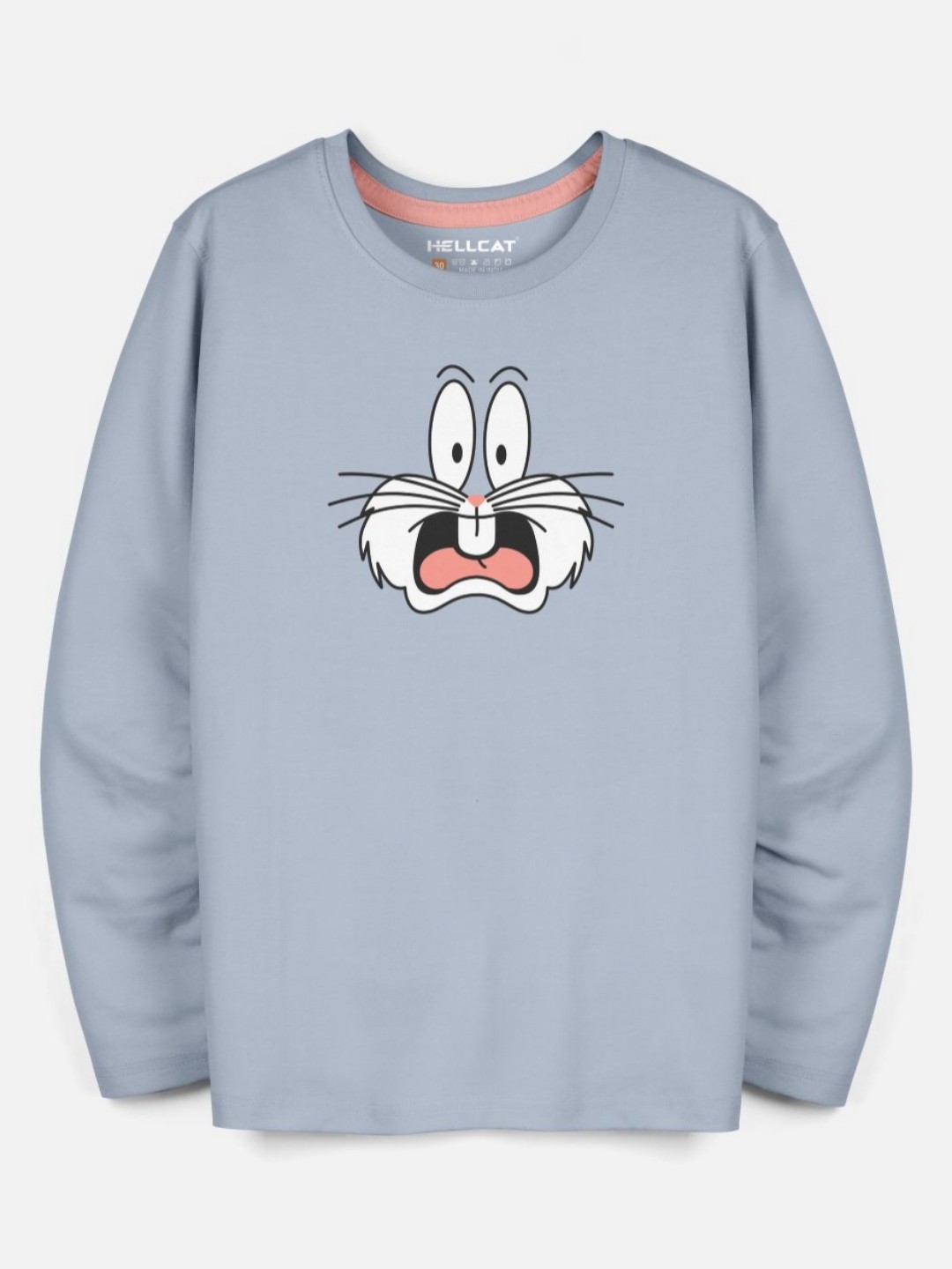 

HELLCAT Boys Graphic Bugs Bunny Printed Round Neck T-shirt, Grey
