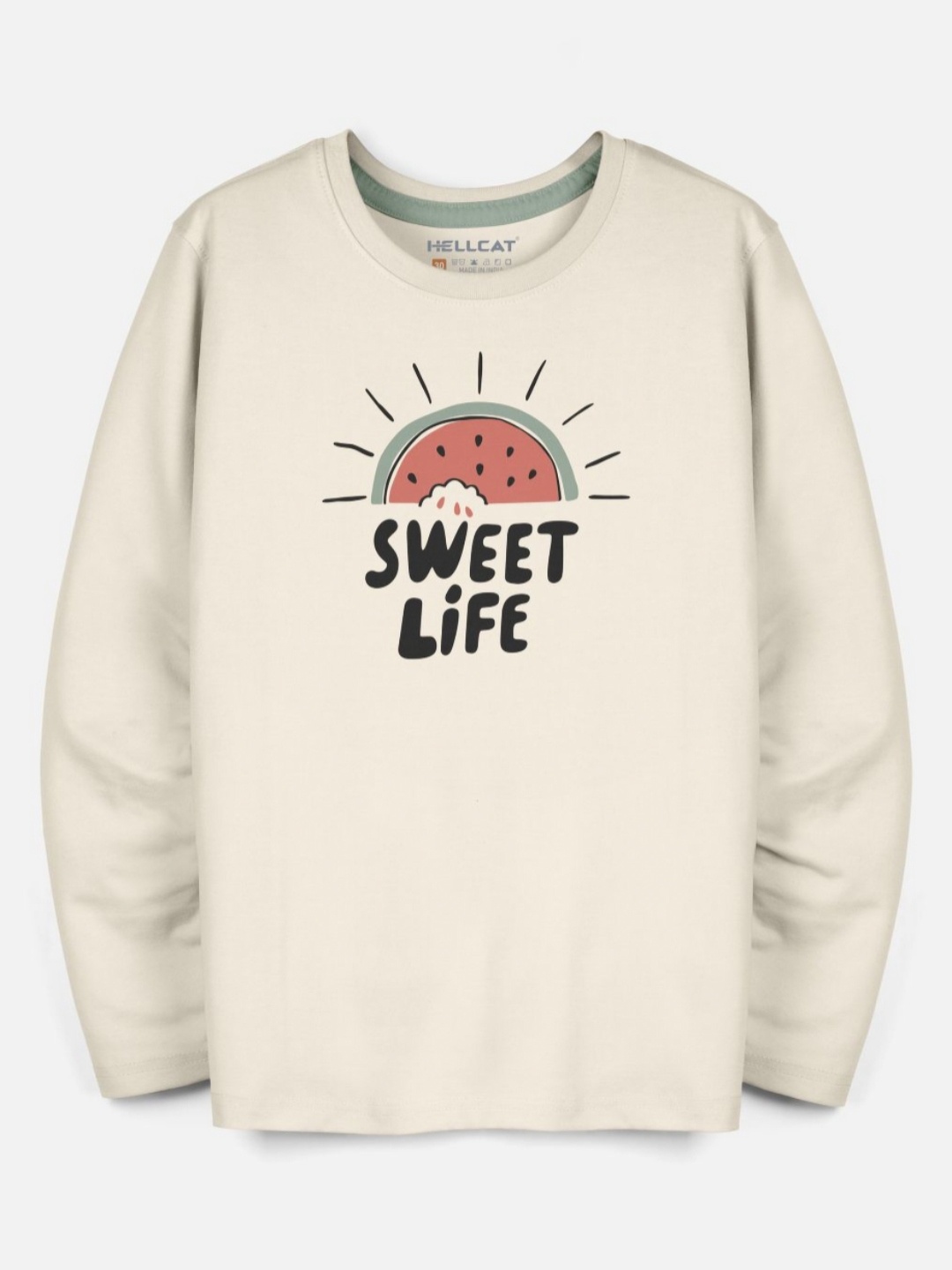 HELLCAT Boys Typography Printed Round Neck T-shirt, Beige