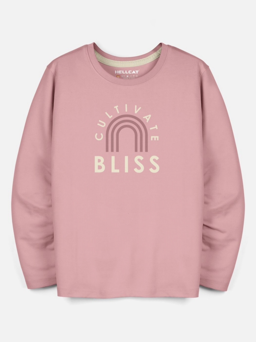 HELLCAT Boys Typography Printed Round Neck T-shirt, Pink