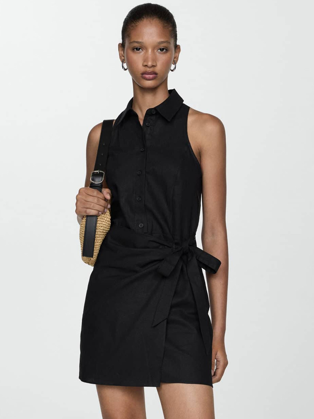 

MANGO Shirt Mini Dress, Black