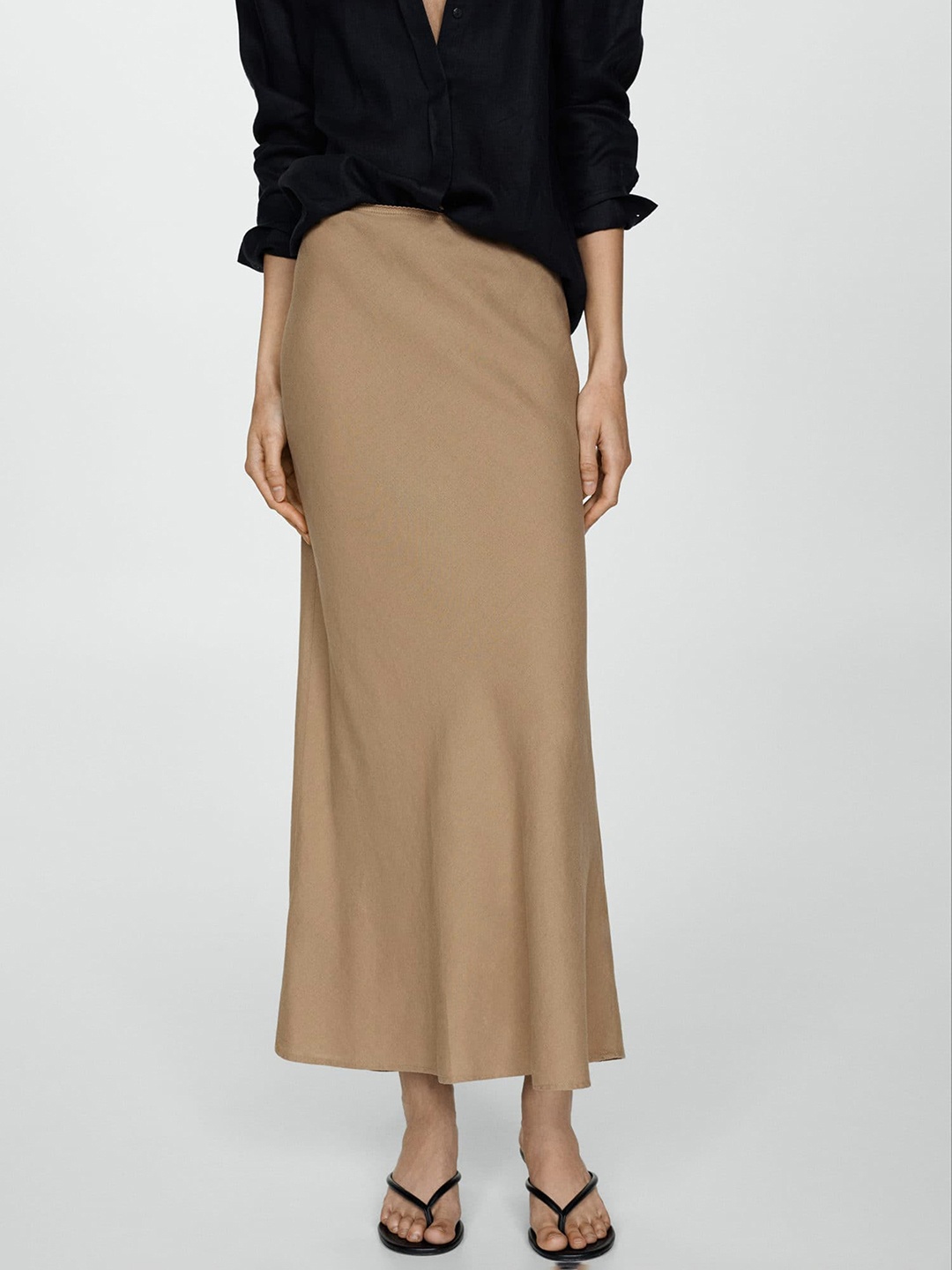 

MANGO A-Line Maxi Skirt, Brown