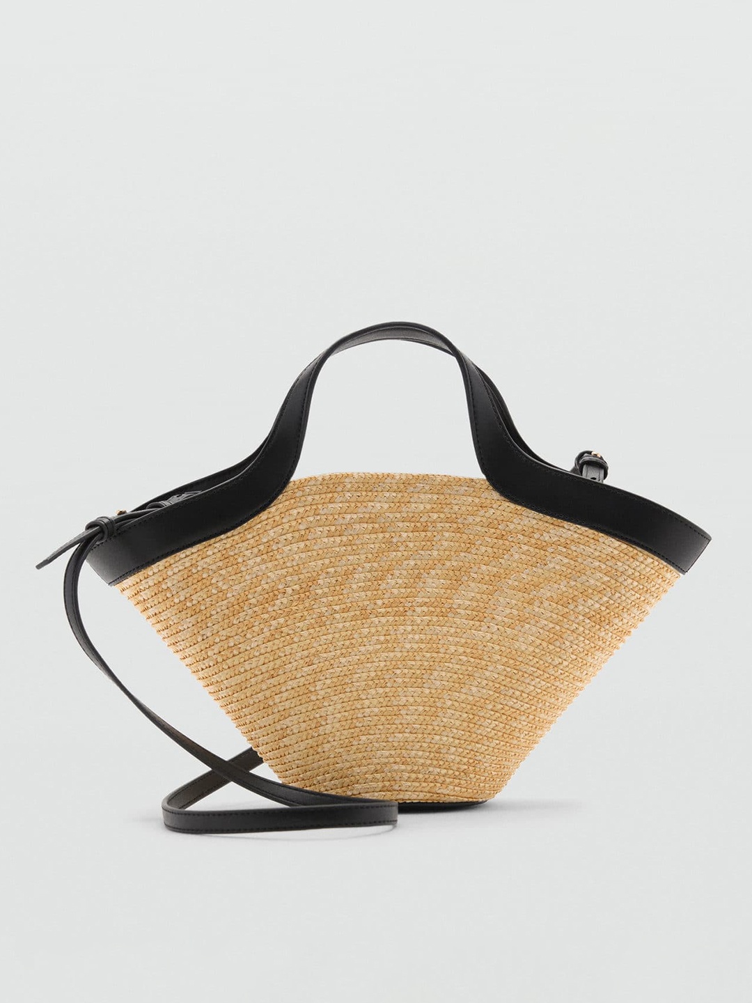 

MANGO Basket Weave Textured Structured Handheld Bag, Beige