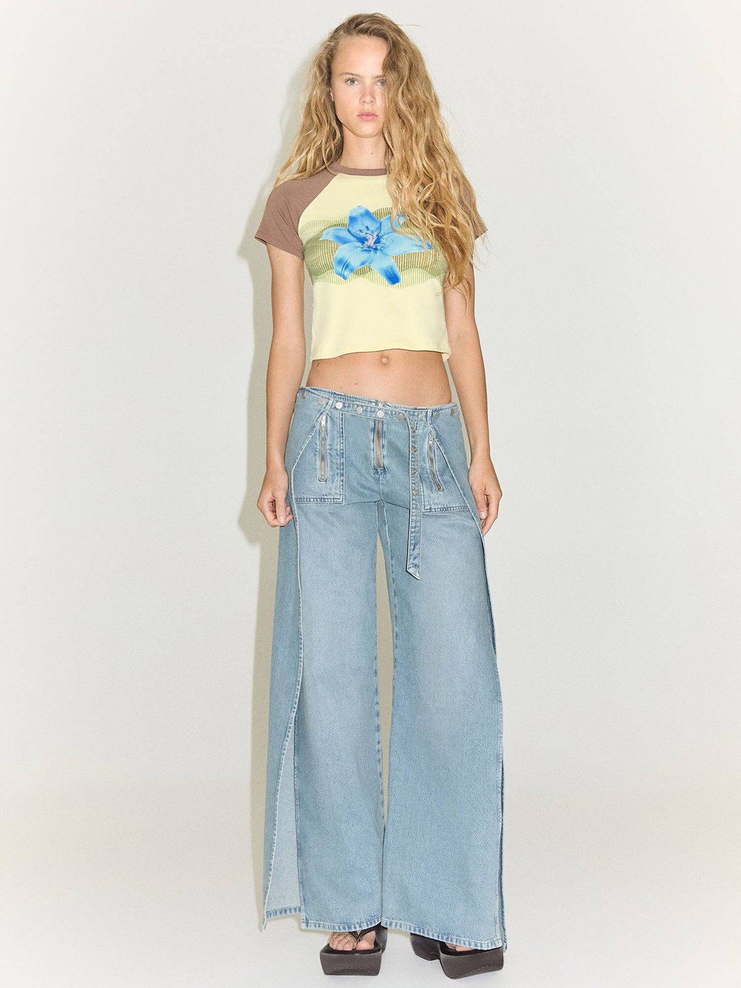 

MANGO Applique Detailed Floral Printed T-shirt, Yellow