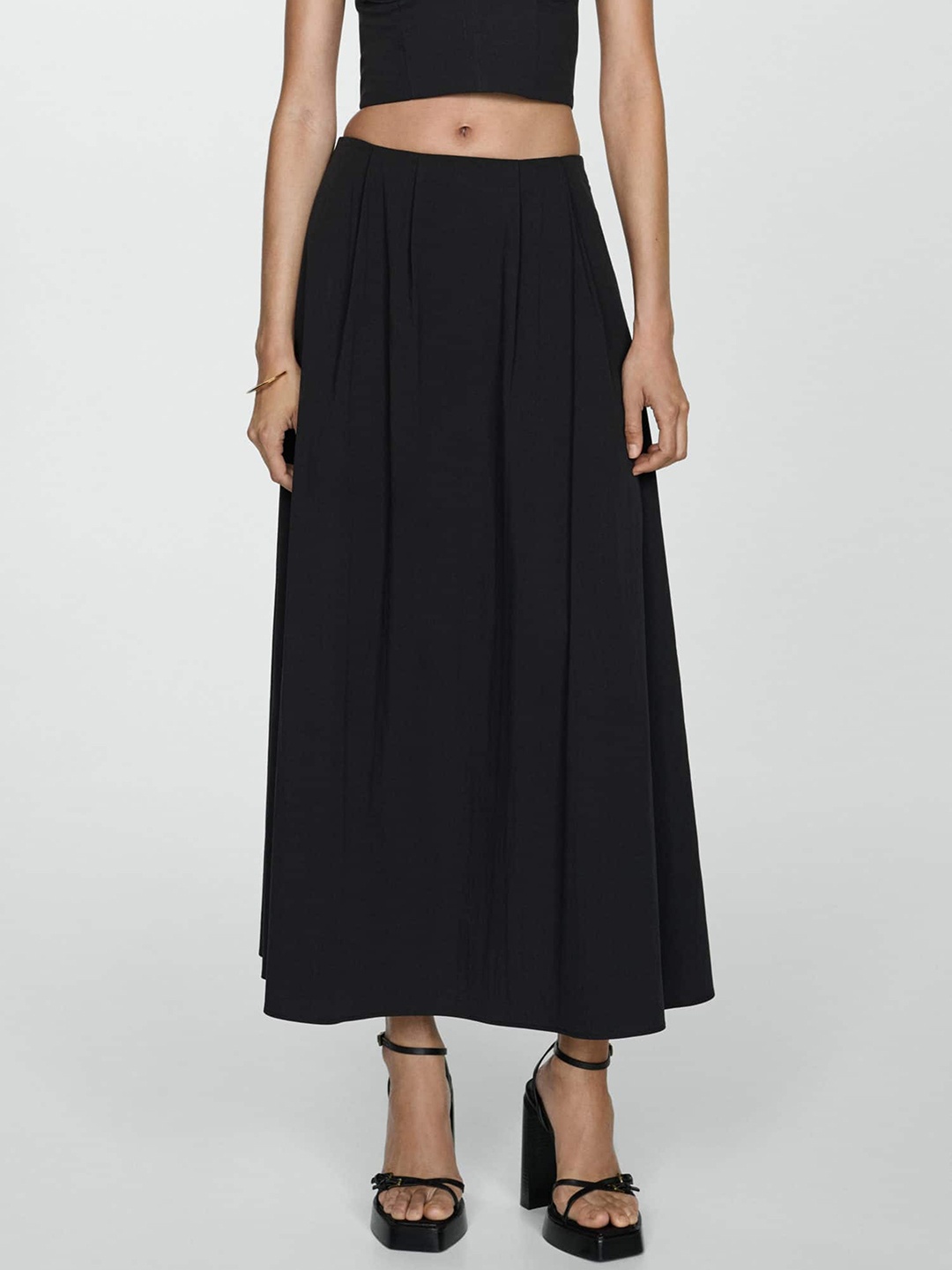 

MANGO Flared Maxi Skirt, Black