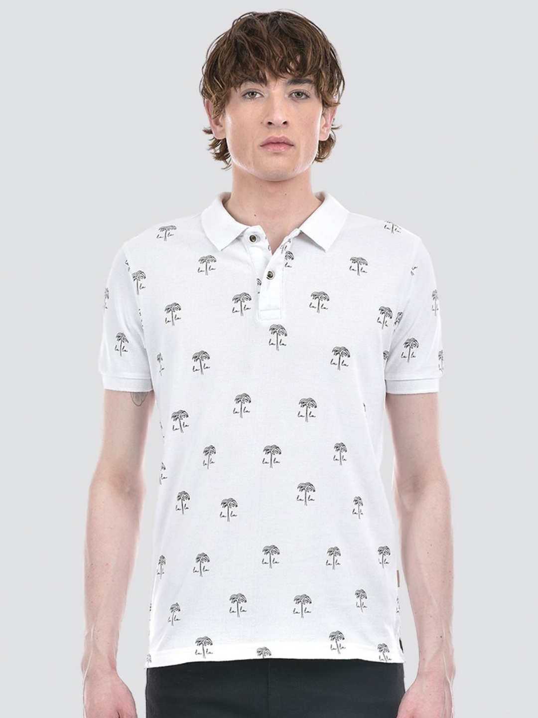 

Numero Uno Men Conversational Printed Polo Collar T-shirt, White