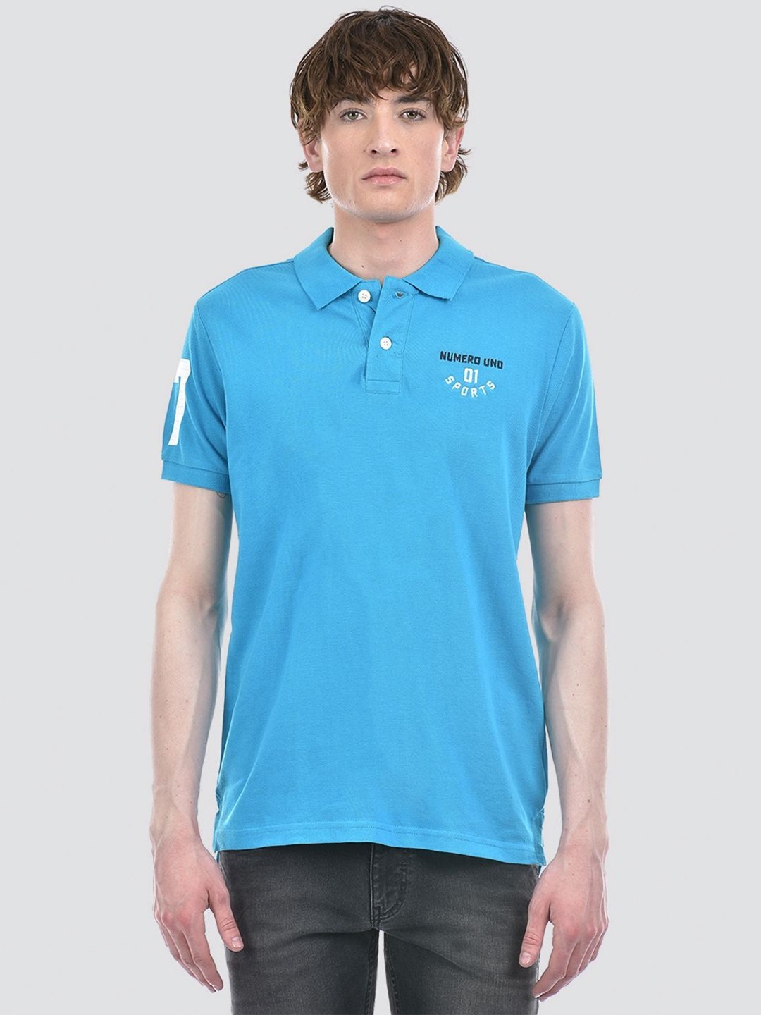 

Numero Uno Men Solid Polo Collar T-shirt, Blue