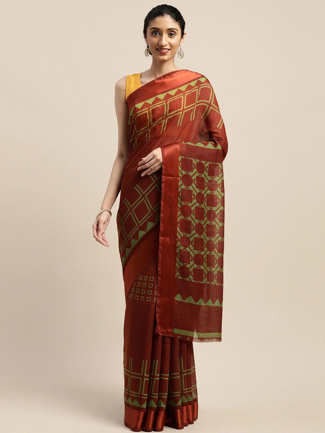 

KALINI Ethnic Motifs Saree, Brown