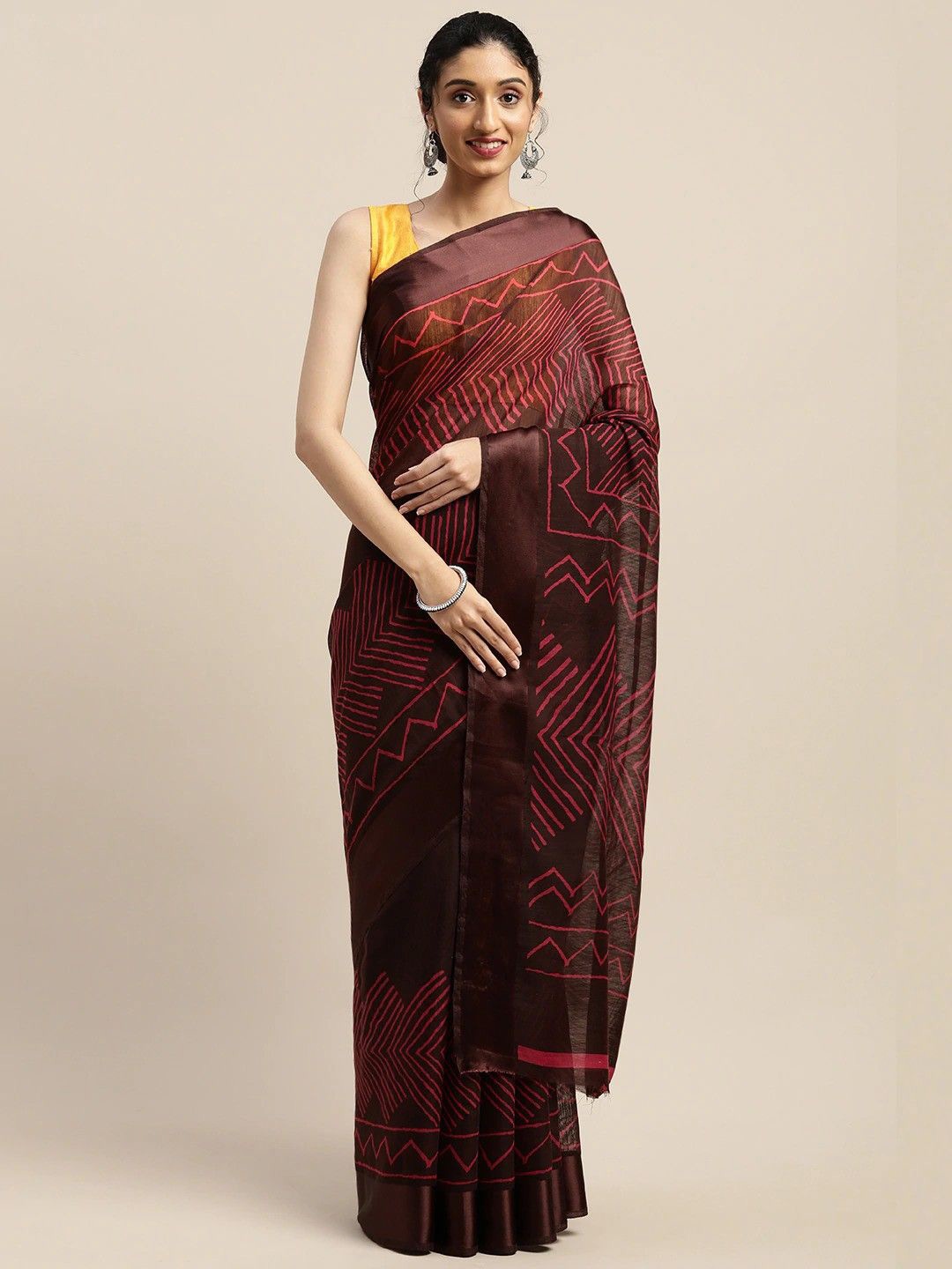 

KALINI Women Printed Saree, Brown