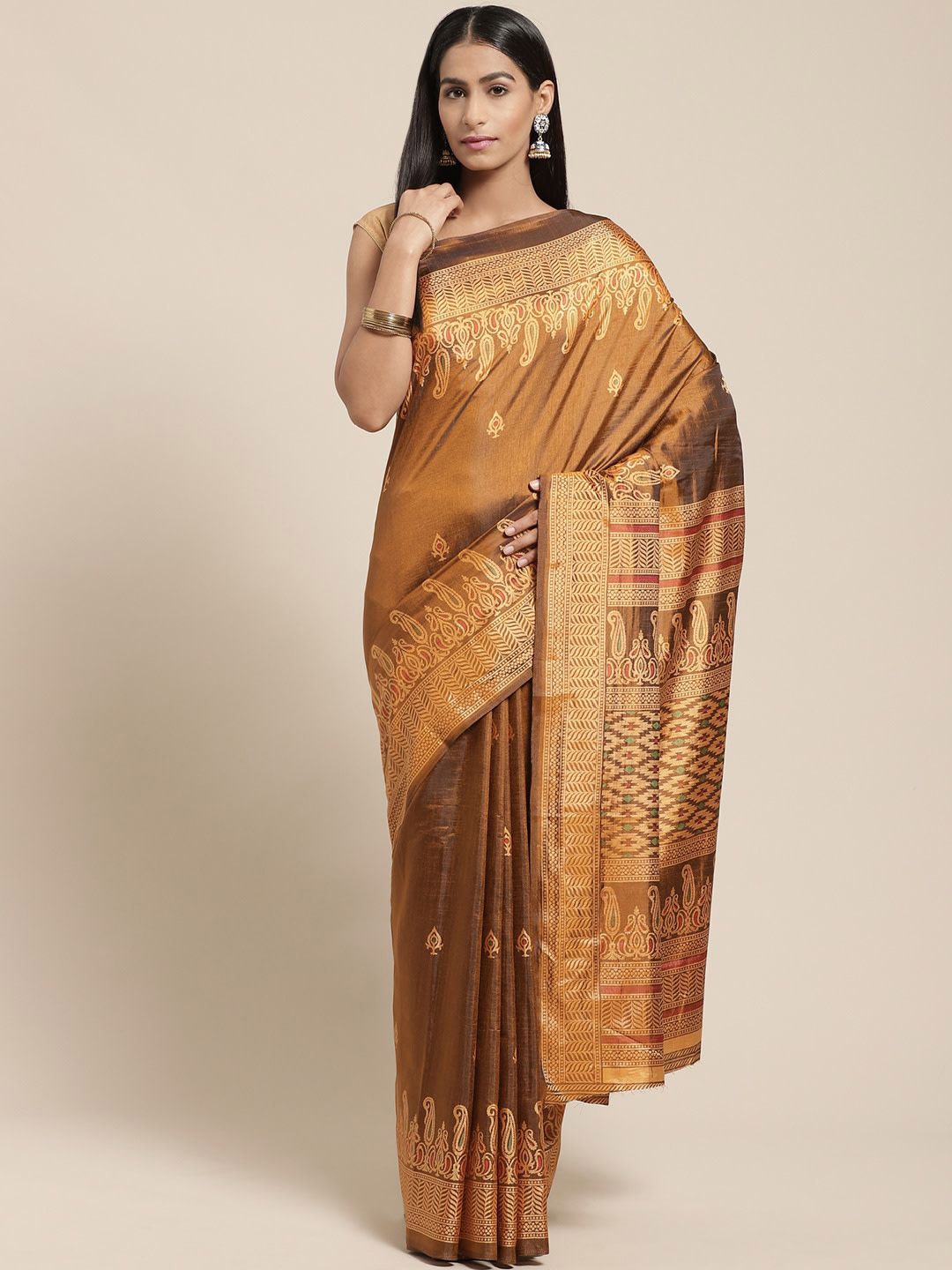 

KALINI Ethnic Motifs Saree, Brown