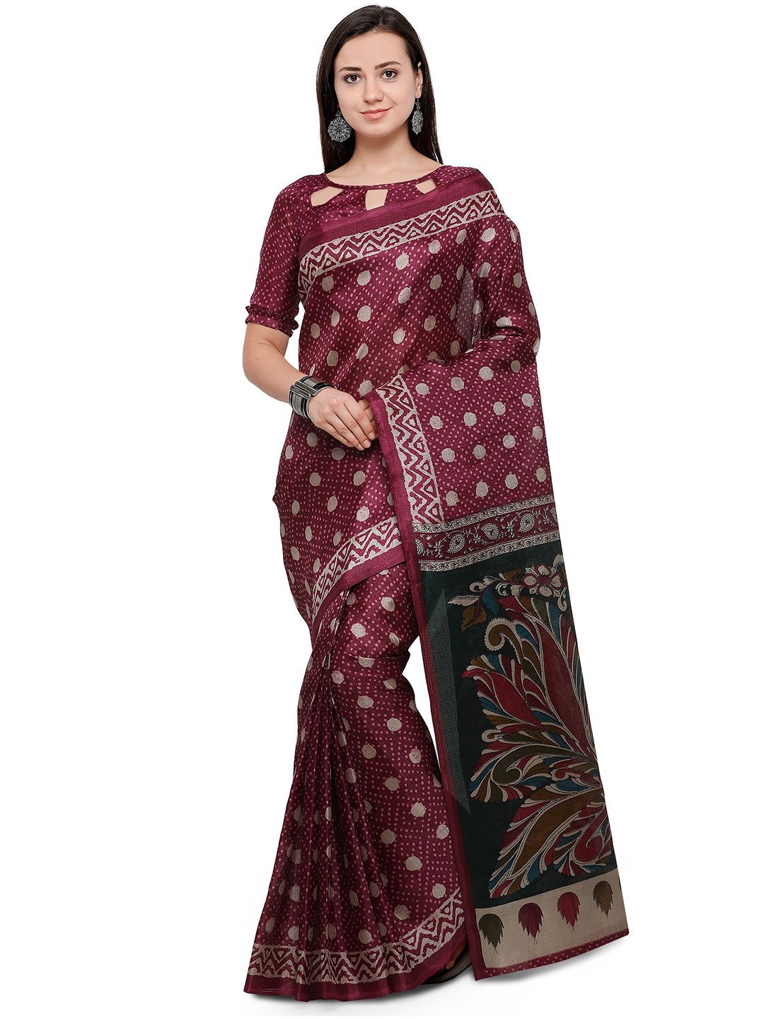 

KALINI Block Print Saree, Purple