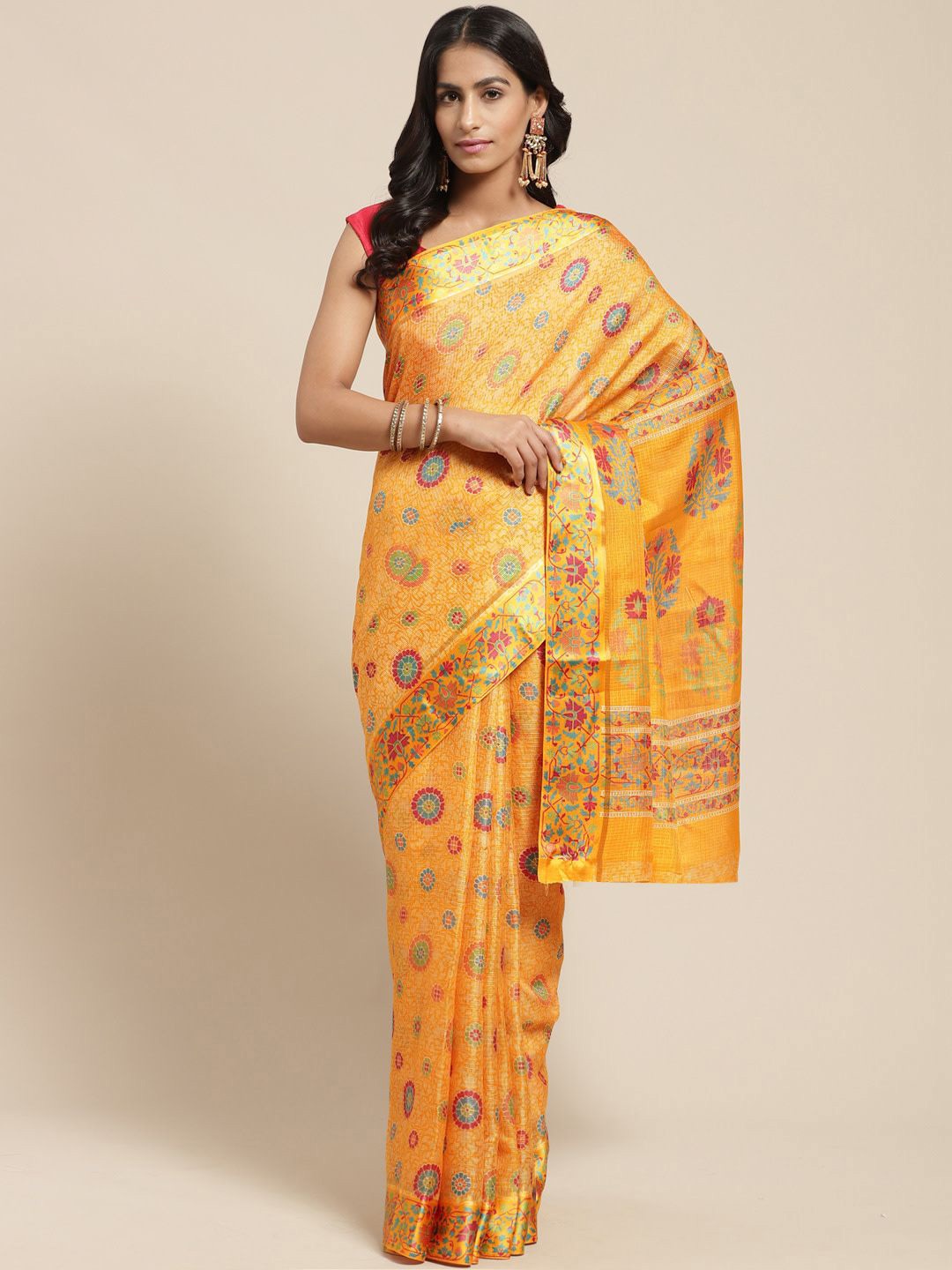 

KALINI Ethnic Motifs Saree, Yellow