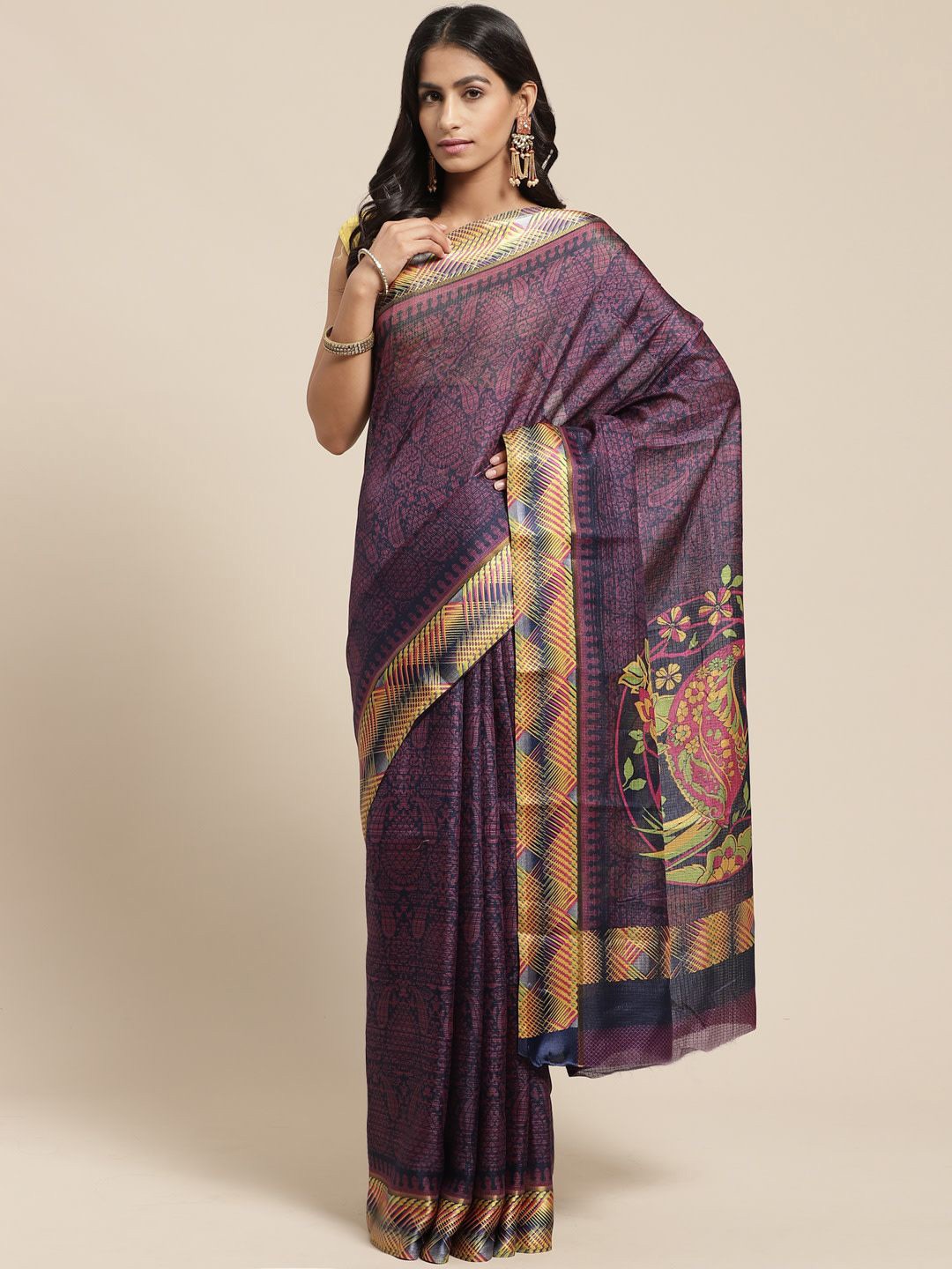 

KALINI Ethnic Motifs Saree, Purple
