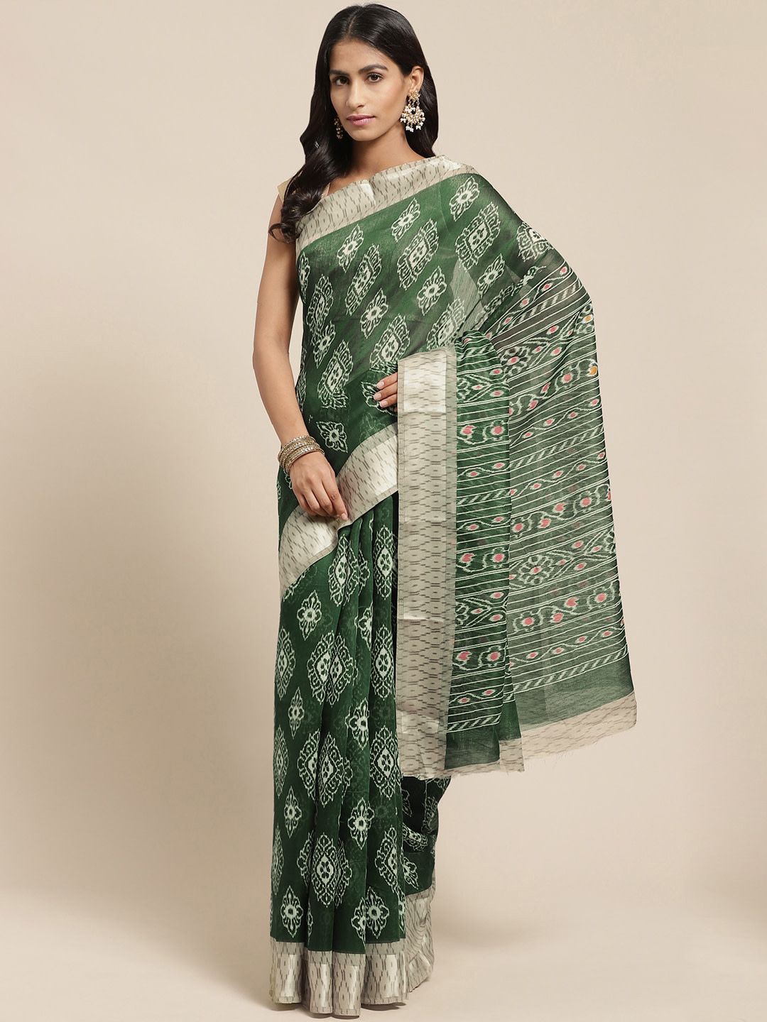 

KALINI Ethnic Motifs Saree, Green