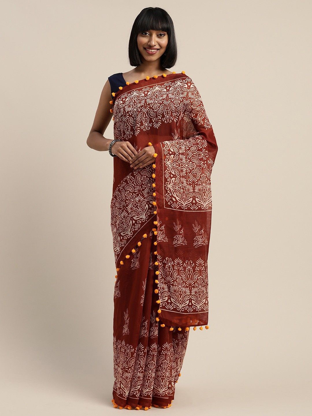 

KALINI Ethnic Motifs Saree, Brown