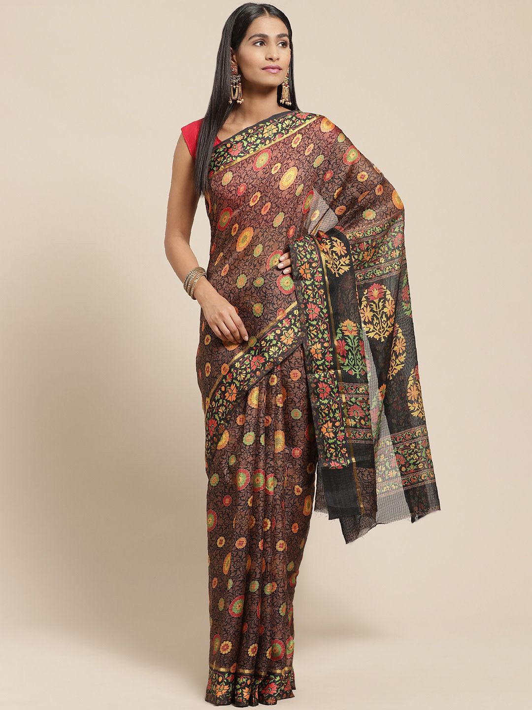 

KALINI Kalamkari Saree, Black