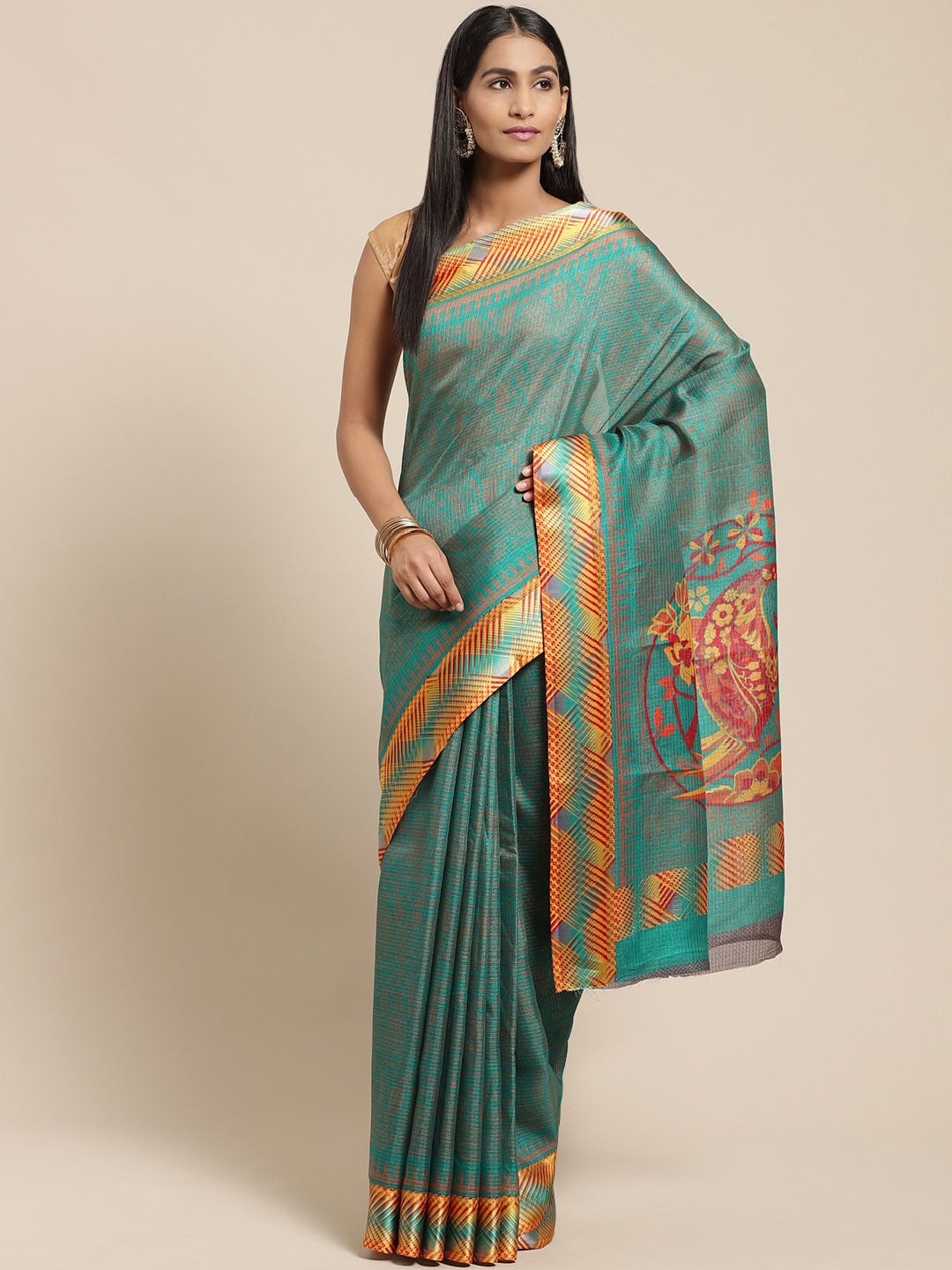 

KALINI Printed Saree, Green