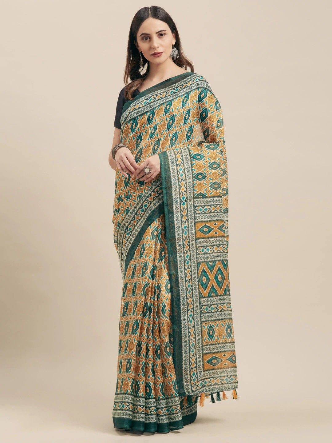 

KALINI Printed Saree, Green