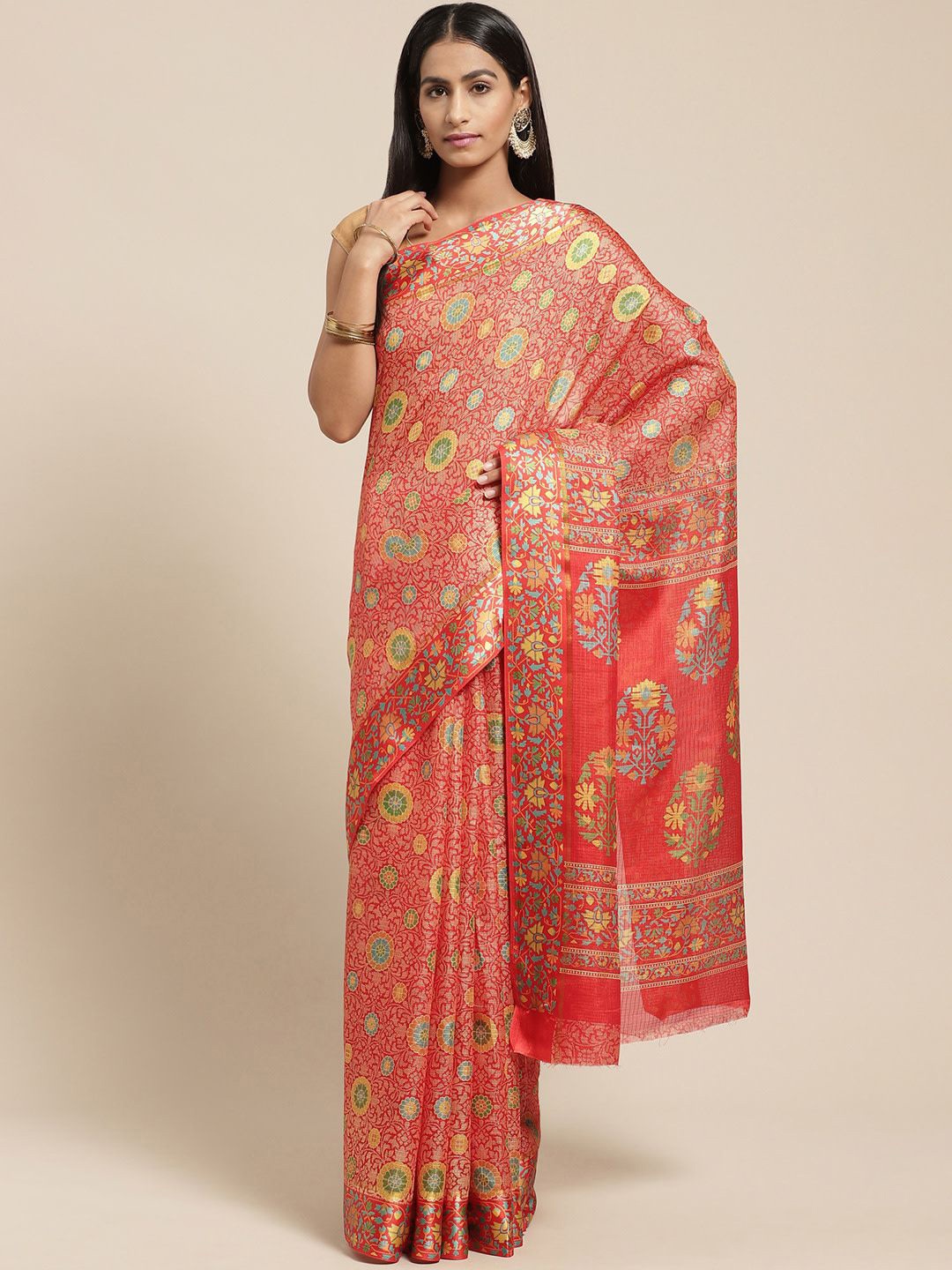 

KALINI Ethnic Motifs Saree, Red