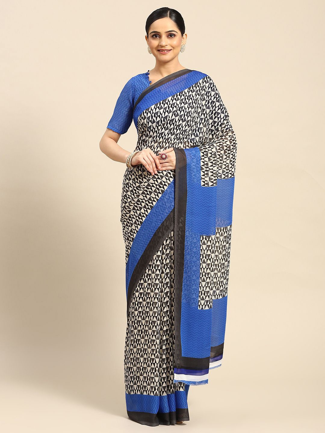 

KALINI Pure Chiffon Saree, Blue