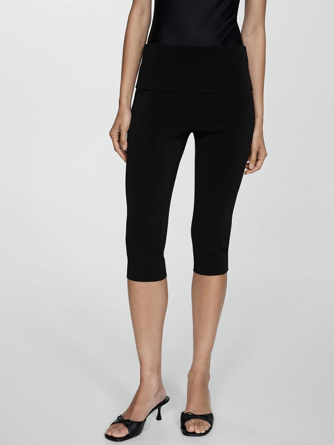 

MANGO Women Three-Fourth Treggings, Black