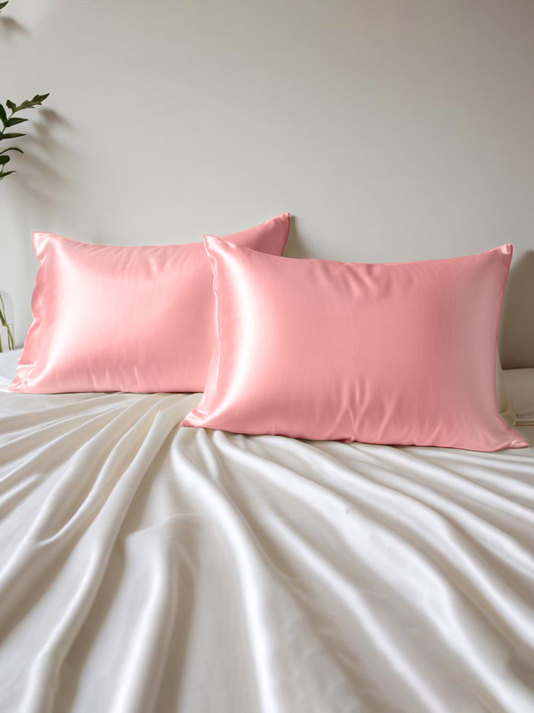 

Layers Pink 2 Pieces Micro Silk Rectangle Pillow Covers