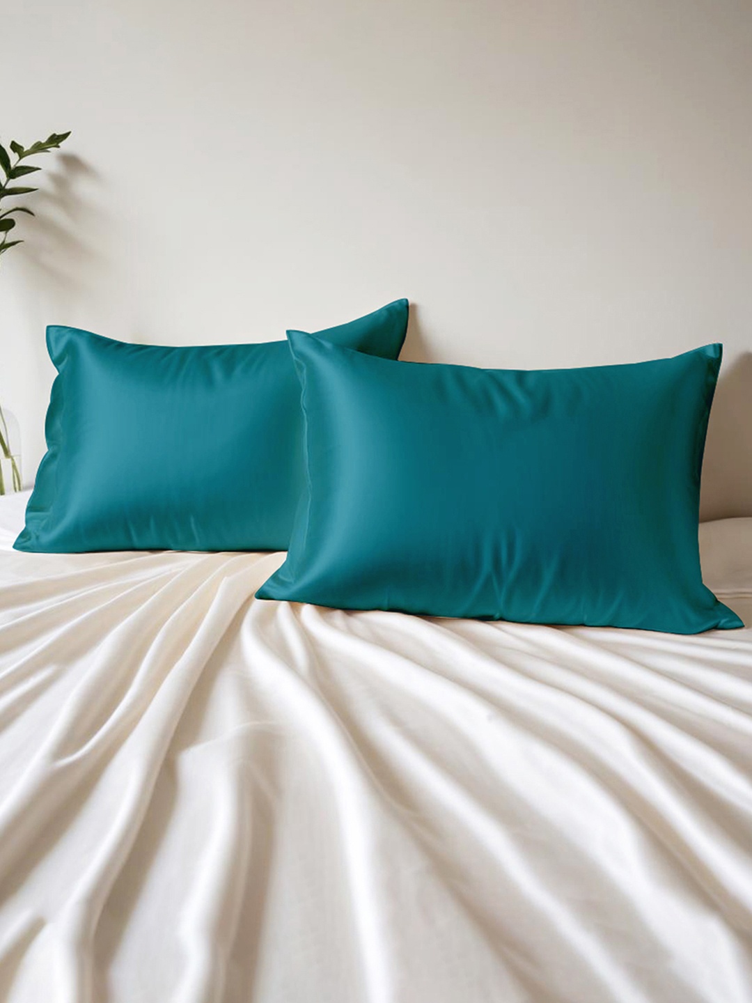 

Layers Teal Blue 2 Pieces Micro Silk Rectangle Pillow Covers
