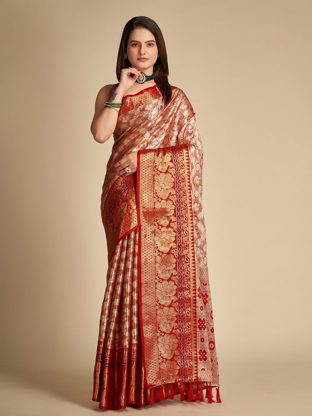 

Iris Woven Design Zari Banarasi Saree, Brown